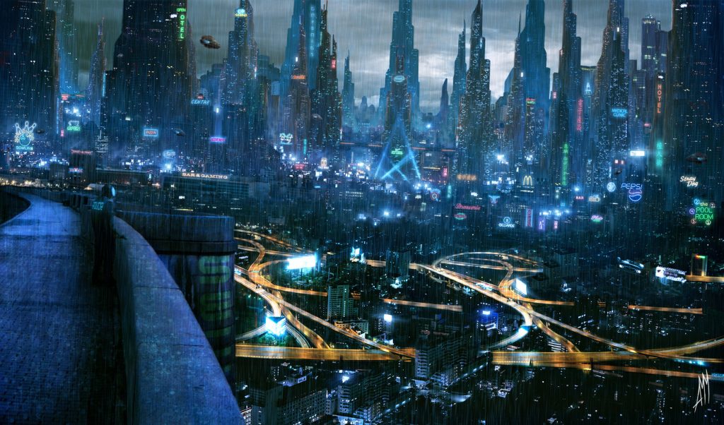 Rainy Cyberpunk City